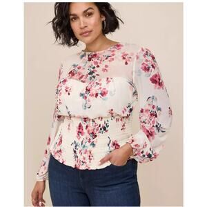 NWT Torrid Stretch Mesh Sweetheart Smocked Shirt Blouse Top Plus Size: 6X (30)